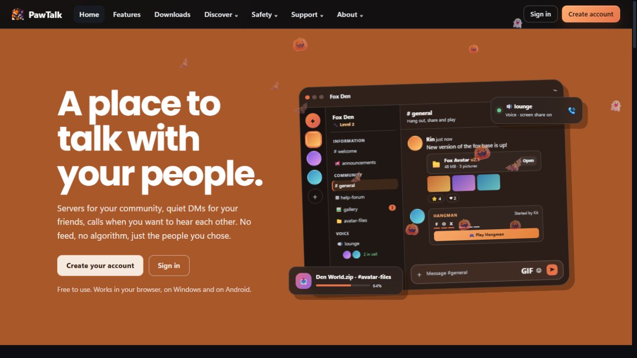 Screenshot of the Paw-Talk homepage — visit Paw-Talk